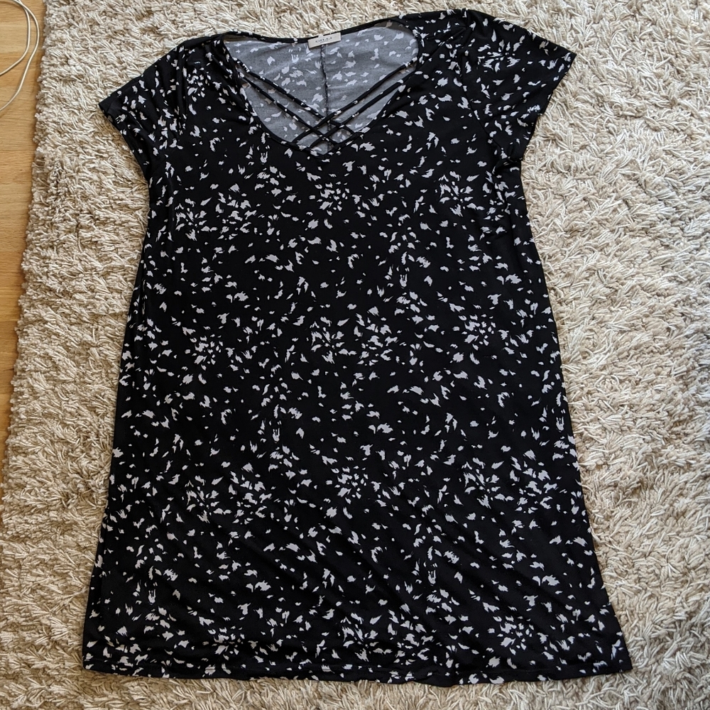Black and white cage top dress
